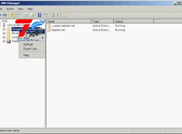 Thực hiện tạo Zone thuận (tên phân giải ra IP)